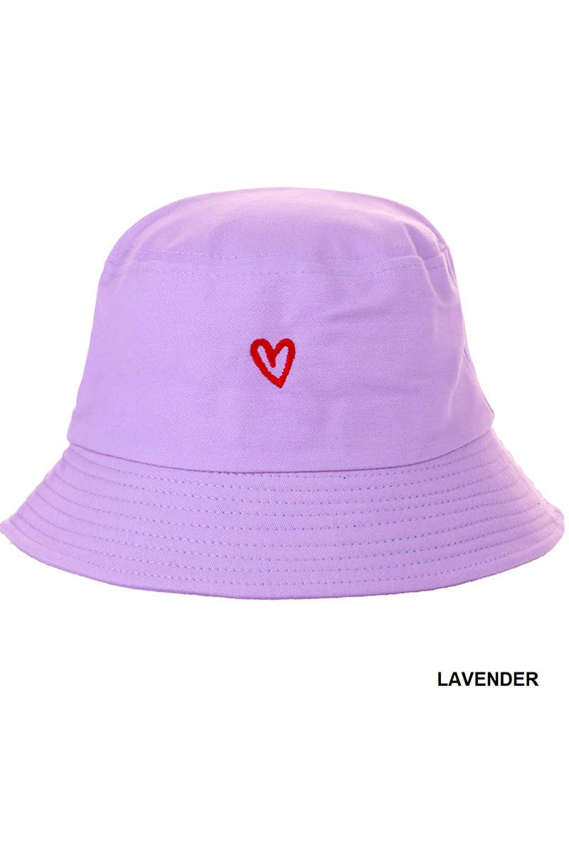 HEART EMBROIDERED BUCKET HAT LAVENDER