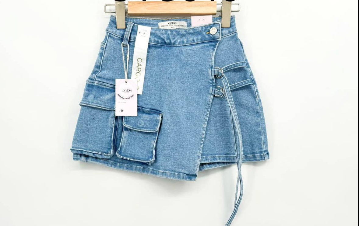 Denim Cargo Skort