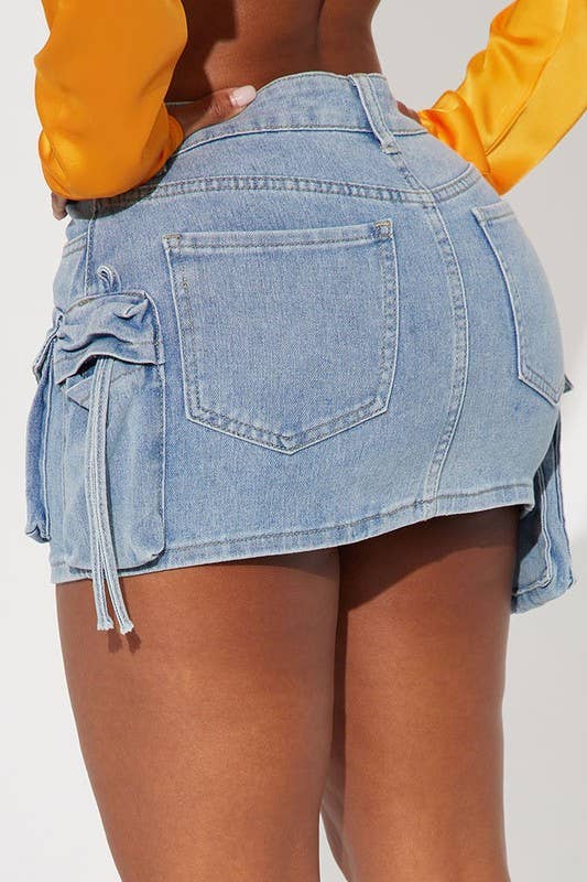 Cargo Denim Mini Skirt